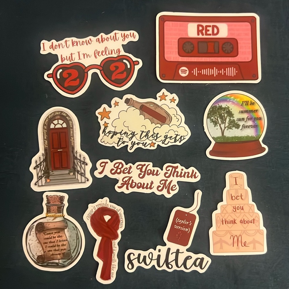 Taylor Swift “Red” Inspired Vinyl Sticker Bundle - 10 Stickers
